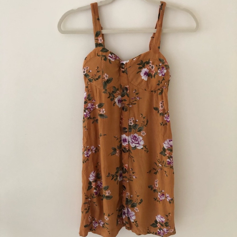 Yellow and Floral Short Dress, Worn Once